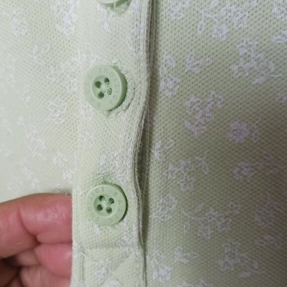 Basic Editions Womens Light Green Floral Polo Shirt Size Large - Picture 6 of 11